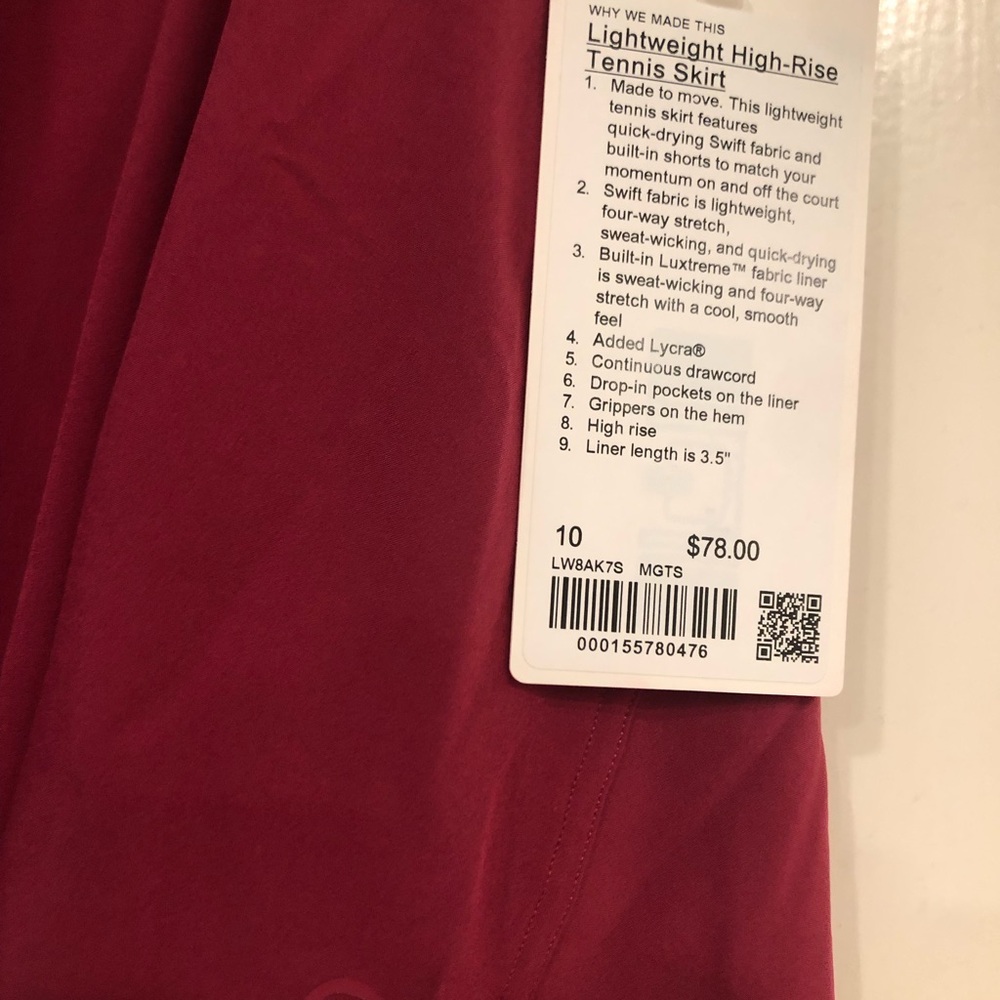 NWT Lululemon Lightweight High-Rise Tennis Skirt - Picture 3 of 6